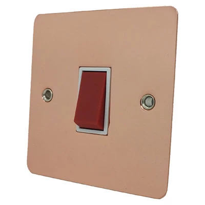 Flat Polished Copper (Chrome Rockers) Cooker (45 Amp Double Pole) Switch
