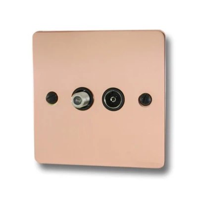 Flat Classic Polished Copper TV and SKY Socket