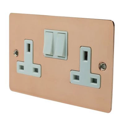 Flat Classic Polished Copper Push Intermediate Switch and Push Light Switch Combination