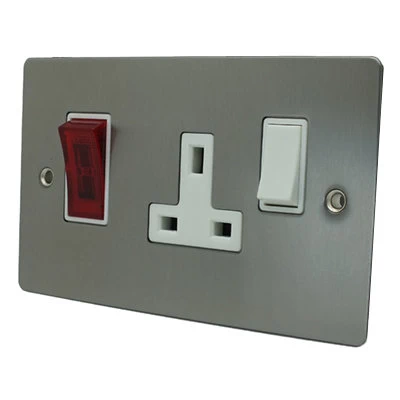 Flat Classic Satin Chrome Cooker Control (45 Amp Double Pole Switch and 13 Amp Socket)