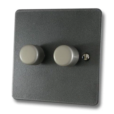 Flat Dark Pewter LED Dimmer and Push Light Switch Combination