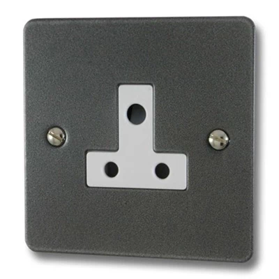 Flat Dark Pewter Round Pin Unswitched Socket (For Lighting)