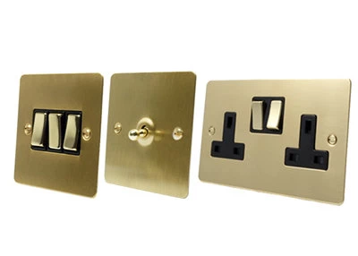 Flat Satin Brass Cooker Control (45 Amp Double Pole Switch and 13 Amp Socket)