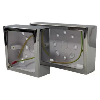 Polished Chrome Metal Clad Surface Mount Boxes (Wall Boxes)