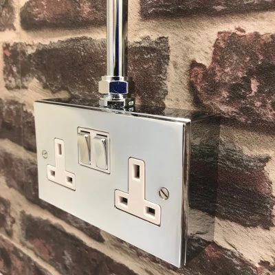 Solid Metal With Conduit Connector Polished Chrome Surface Mount Wall Boxes with Entry