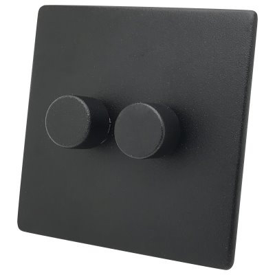 Textured Black Dimmer and Toggle Switch Combination
