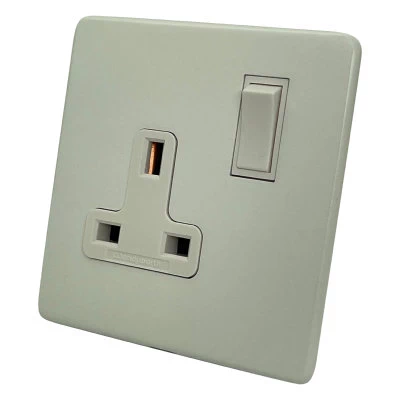 Textured White Switched Plug Socket