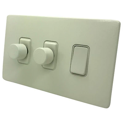 Textured White Dimmer and Light Switch Combination