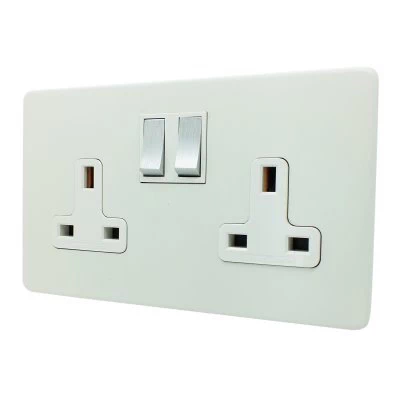 White with Chrome Textured (Screwless) Sockets & Switches