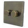 Antique Edge Antique Brass LED Dimmer and Push Light Switch Combination - 1