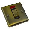 Single Plate - 1 Gang - Used for shower and cooker circuits. Switches both live and neutral poles : Black Trim Warwick Antique Brass Cooker (45 Amp Double Pole) Switch