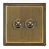 2 Gang 250W Button Dimmer Art Deco Antique Brass Button Dimmer