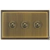 3 Gang Retractive Push Button Switch Art Deco Antique Brass Retractive Switch