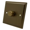 1 Gang 400W 2 Way Dimmer (Mains and Low Voltage) Art Deco Bronze Antique Intelligent Dimmer