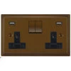 More information on the Art Deco Bronze Antique Art Deco Plug Socket with USB Charging