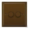 2 Gang 400W 2 Way Dimmer (Mains and Low Voltage) Art Deco Bronze Antique Intelligent Dimmer
