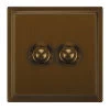 2 Gang 250W Button Dimmer Art Deco Bronze Antique Button Dimmer