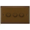 3 Gang 400W 2 Way Dimmer (Mains and Low Voltage) Art Deco Bronze Antique Intelligent Dimmer