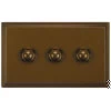 3 Gang 250W Button Dimmer Art Deco Bronze Antique Button Dimmer