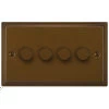 4 Gang 100W 2 Way LED (Trailing Edge) Dimmer (Min Load 1W, Max Load 100W) Art Deco Bronze Antique LED Dimmer