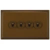 4 Gang Retractive Toggle Switch Art Deco Bronze Antique Retractive Switch