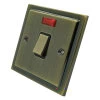 20 Amp Double Pole Switch with Neon Light : Black Trim Art Deco Classic Antique Brass 20 Amp Switch