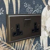 Art Deco Cocoa Bronze Cooker Control (45 Amp Double Pole Switch and 13 Amp Socket) - 1