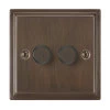 2 Gang 100W 2 Way LED (Trailing Edge) Dimmer (Min Load 1W, Max Load 100W) Art Deco Cocoa Bronze LED Dimmer