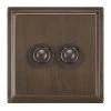 2 Gang 250W Button Dimmer Art Deco Cocoa Bronze Button Dimmer