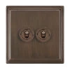 2 Gang 20 Amp 2 Way Toggle Light Switches Art Deco Cocoa Bronze Toggle (Dolly) Switch