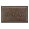 3 Gang 20 Amp 2 Way Toggle Light Switches Art Deco Cocoa Bronze Toggle (Dolly) Switch