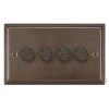 4 Gang 400W 2 Way Dimmer (Mains and Low Voltage) Art Deco Cocoa Bronze Intelligent Dimmer