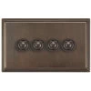 4 Gang 250W Button Dimmer Art Deco Cocoa Bronze Button Dimmer