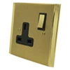 Art Deco Dual Satin | Polished Brass Switched Plug Socket - 1
