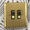Art Deco Dual Satin | Polished Brass Retractive Centre Off Switch - 1