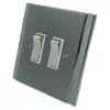 Art Deco Dual Satin Chrome Light Switch - 2