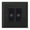 2 Gang Non-Isolated Coaxial T.V. Socket Art Deco Matt Black TV Socket