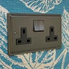 Art Deco Old Bronze Cooker Control (45 Amp Double Pole Switch and 13 Amp Socket) - 1