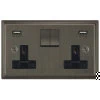 More information on the Art Deco Old Bronze Art Deco Plug Socket with USB Charging