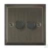 2 Gang 100W 2 Way LED (Trailing Edge) Dimmer (Min Load 1W, Max Load 100W) Art Deco Old Bronze LED Dimmer