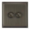 2 Gang 250W Button Dimmer Art Deco Old Bronze Button Dimmer