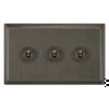 3 Gang 20 Amp 2 Way Toggle Light Switches Art Deco Old Bronze Toggle (Dolly) Switch