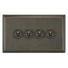 4 Gang 20 Amp 2 Way Toggle Light Switches Art Deco Old Bronze Toggle (Dolly) Switch