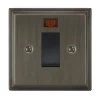 45 Amp Cooker Switch with Neon Small Art Deco Old Bronze Cooker (45 Amp Double Pole) Switch