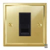 1 Gang Master Telephone Socket : Black Trim Art Deco Polished Brass Telephone Master Socket