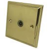 1 Gang Non-Isolated Coaxial T.V. : Black Trim Art Deco Polished Brass TV Socket