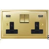 More information on the Art Deco Polished Brass Art Deco Plug Socket with USB Charging