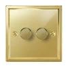 2 Gang 400W 2 Way Dimmer (Mains and Low Voltage) Art Deco Polished Brass Intelligent Dimmer