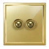 2 Gang 250W Button Dimmer Art Deco Polished Brass Button Dimmer