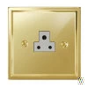2 Amp Round Pin Unswitched Socket : White Trim Art Deco Polished Brass Round Pin Unswitched Socket (For Lighting)